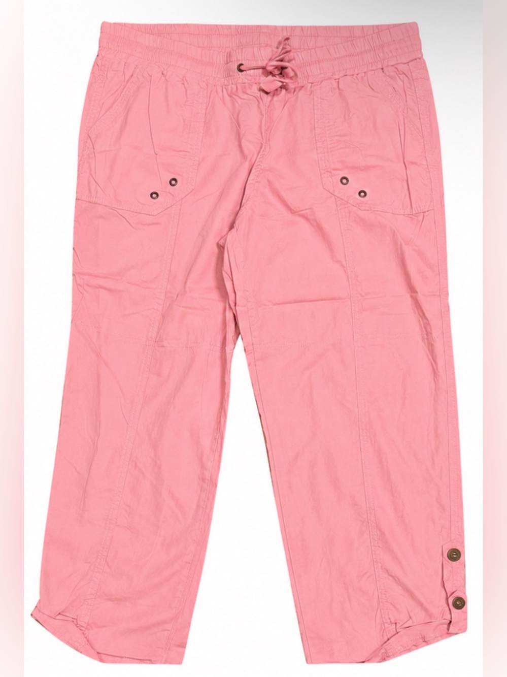 Star Style Women’s Size L Pink Elastic Waist Capri Pants Casual Pull-On